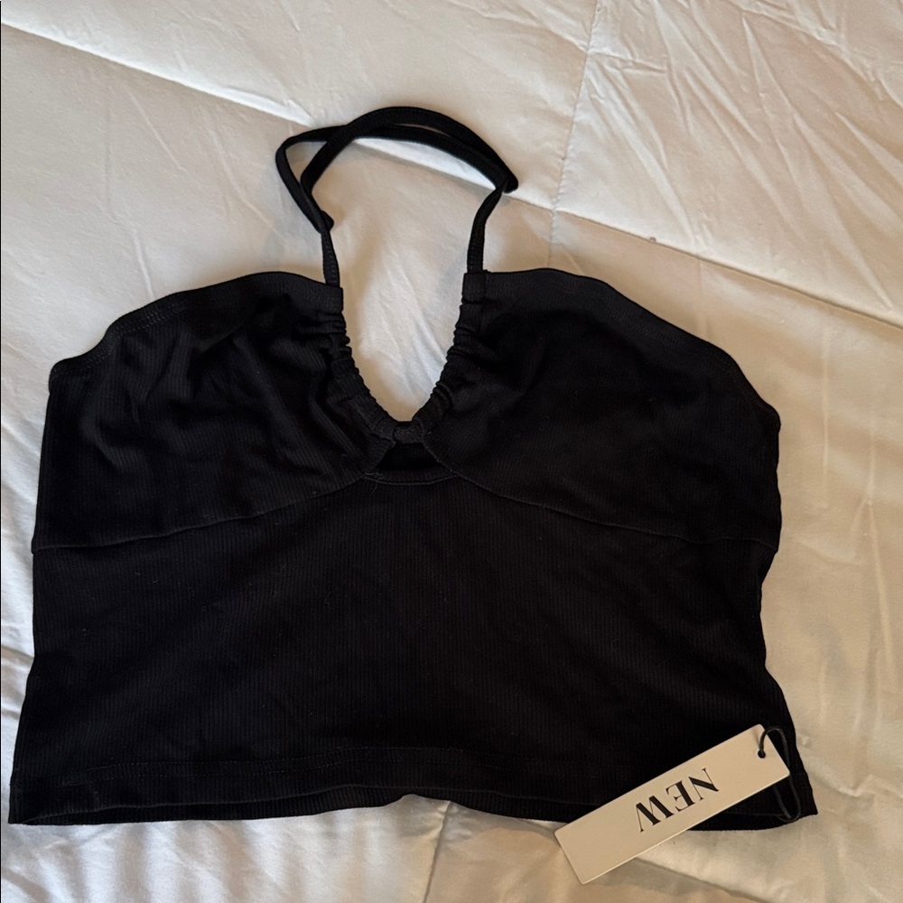 Black Halter Crop Top